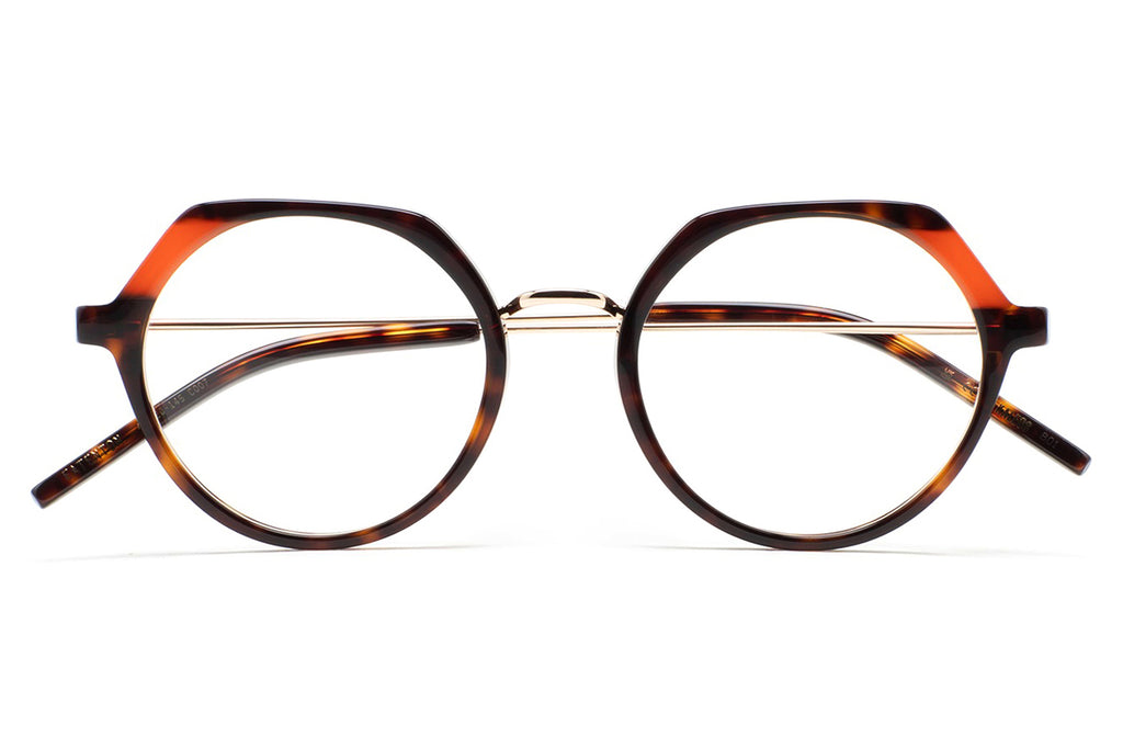 Kaleos Eyehunters - Eatenton Eyeglasses Brown Havana/Translucent Orange