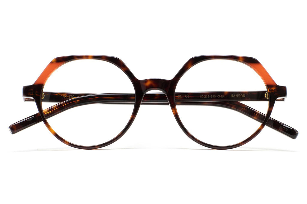 Kaleos Eyehunters - Hanson Eyeglasses Dark Brown Havana/Translucent Orange