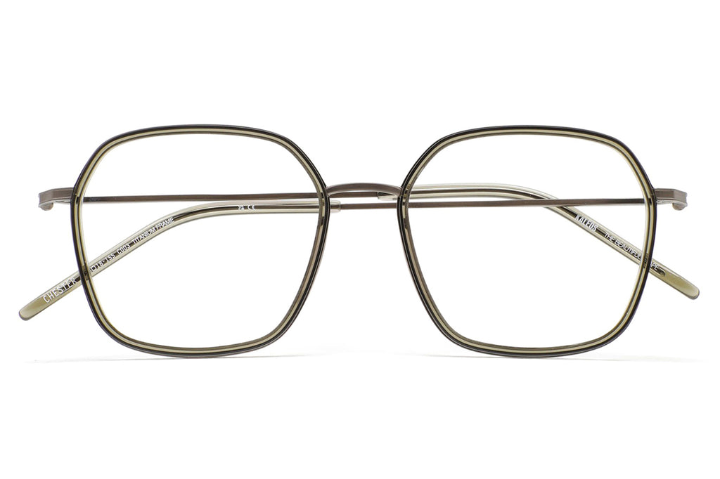 Kaleos Eyehunters - Chester Eyeglasses Matte Grey/Transparent Olive Green