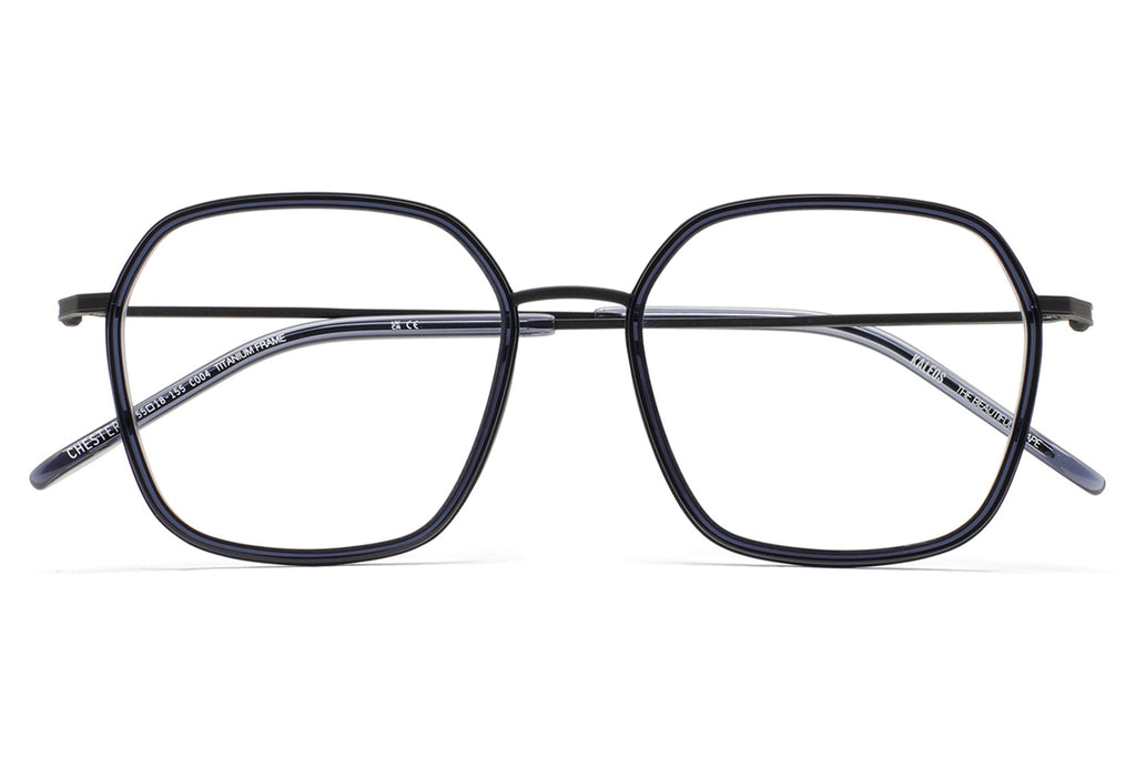 Kaleos Eyehunters - Chester Eyeglasses Matte Black/Transparent Bluish Grey