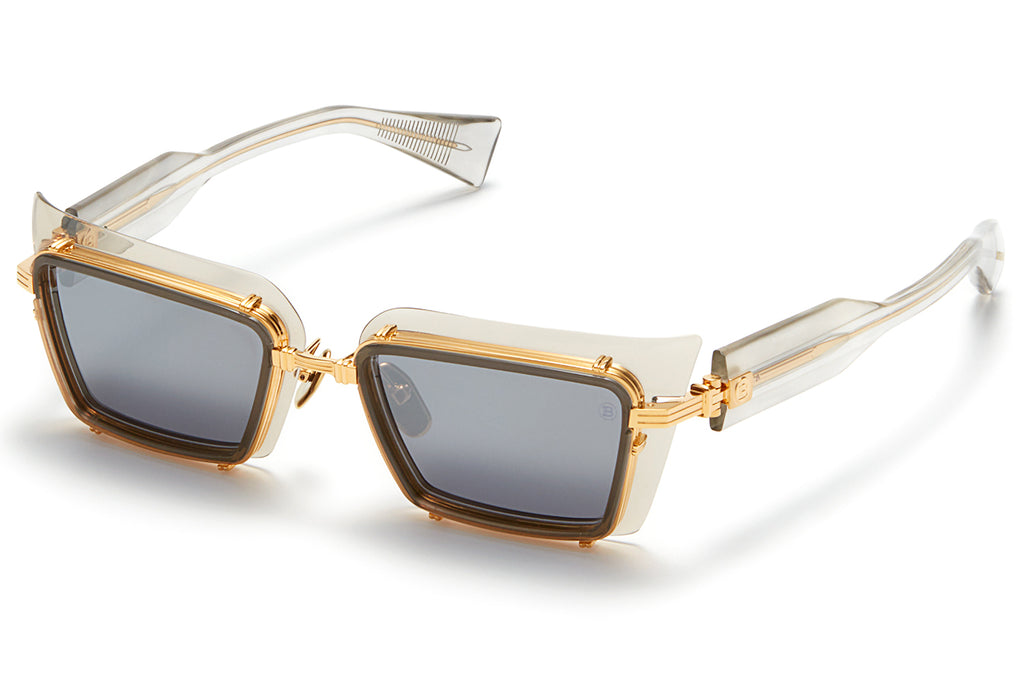 Balmain® Eyewear - Admirable Sunglasses Grey Crystal & Gold with Dark Grey - White Gold Flash Lenses