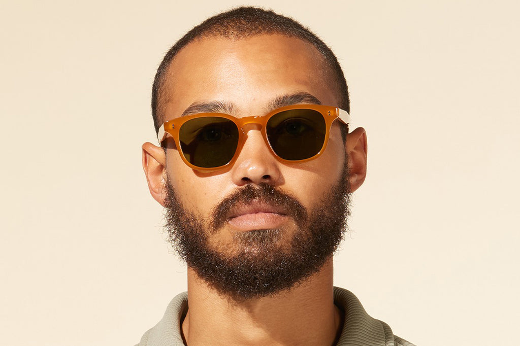 Garrett Leight - Ace II Sunglasses Summer Sun with Semi-Flat Pure Green Lenses