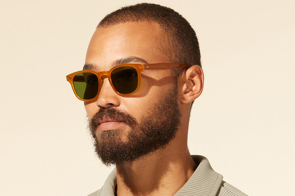 Garrett Leight - Ace II Sunglasses Summer Sun with Semi-Flat Pure Green Lenses