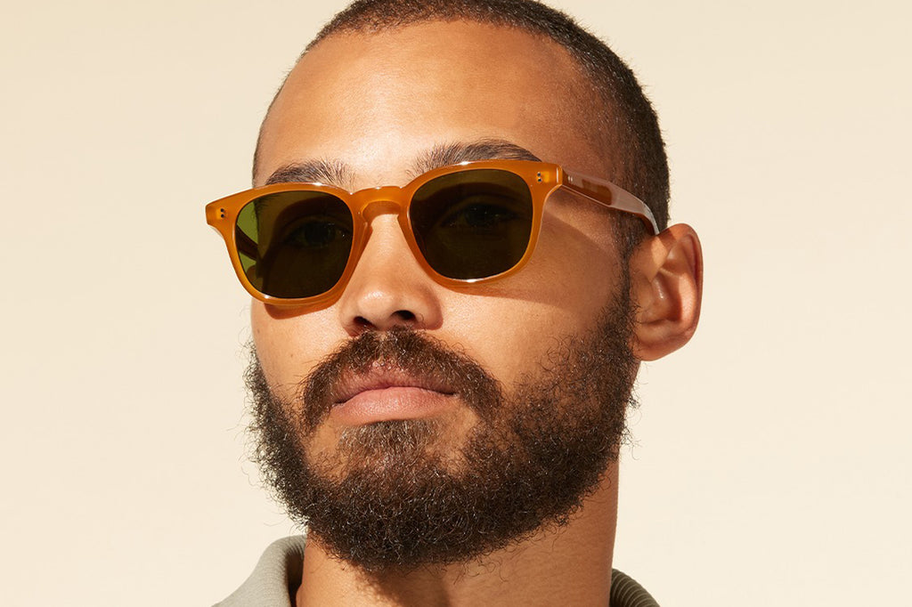 Garrett Leight - Ace II Sunglasses Summer Sun with Semi-Flat Pure Green Lenses