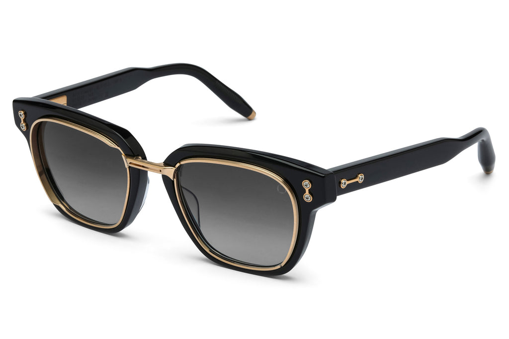 Akoni - Apollo Sunglasses Black & Brushed 12k Gold with Grey Gradient Lenses