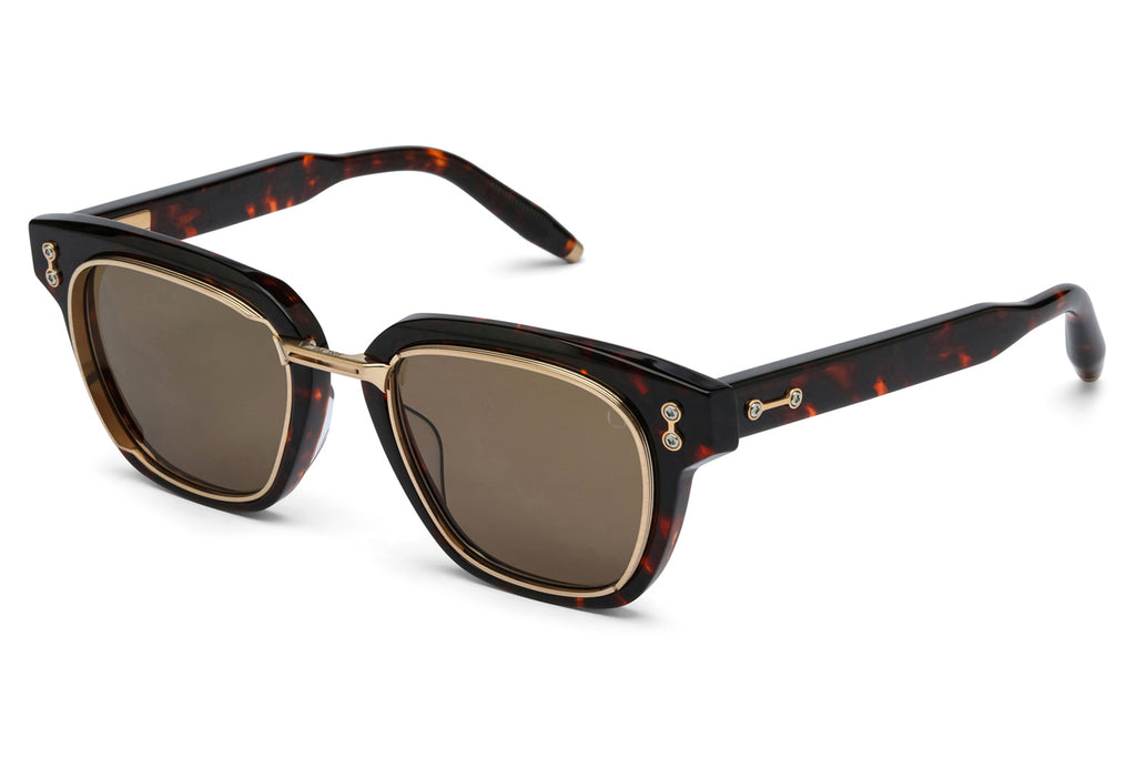 Akoni - Apollo Sunglasses New Havana & Brushed 12k Gold with Dark Brown Lenses