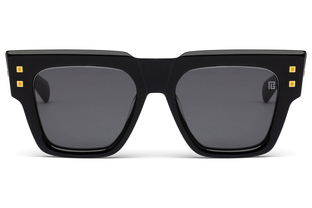 Balmain® Eyewear - B-Army Sunglasses Black & 18k Gold with Dark Grey Lenses