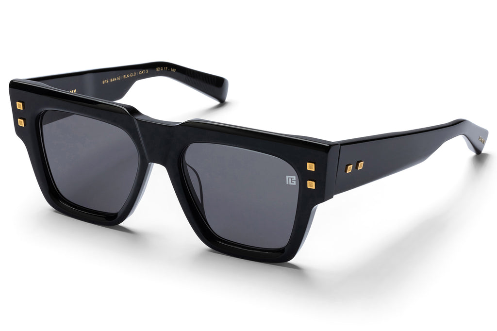 Balmain® Eyewear - B-Army Sunglasses Black & 18k Gold with Dark Grey Lenses