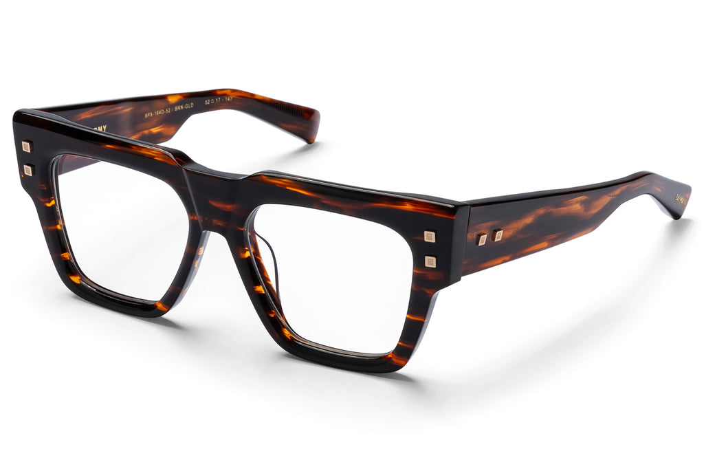 Balmain® Eyewear - B-Army Eyeglasses Brown Swirl & 12k Gold