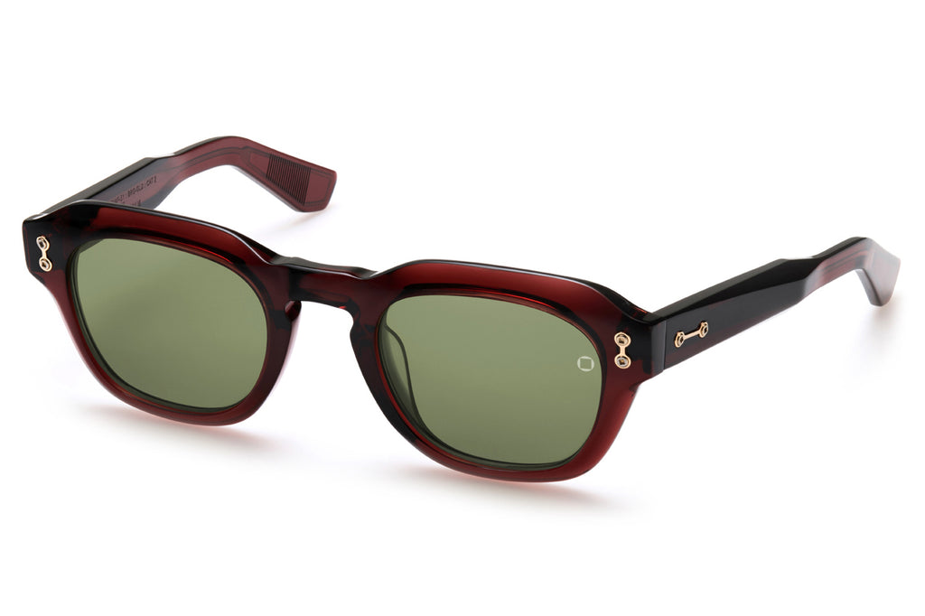 Akoni - Blaze Sunglasses Crystal Burgundy & Brushed 12K Gold with Dark Olive Lenses