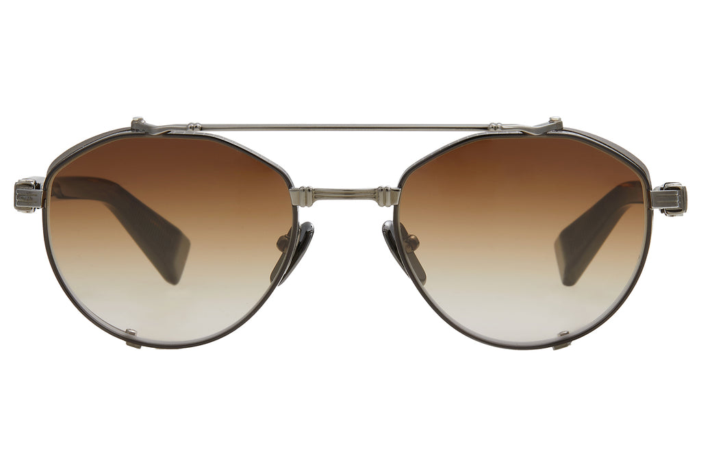 Balmain® Eyewear - Brigade IV Sunglasses Black Rhodium & Dark Brown Swirl with Dark Brown to Clear 