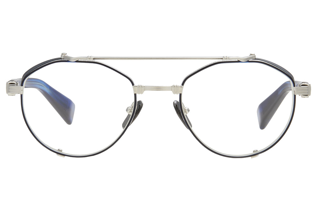 Balmain® Eyewear - Brigade IV Eyeglasses Brushed Silver & Blue Swirl