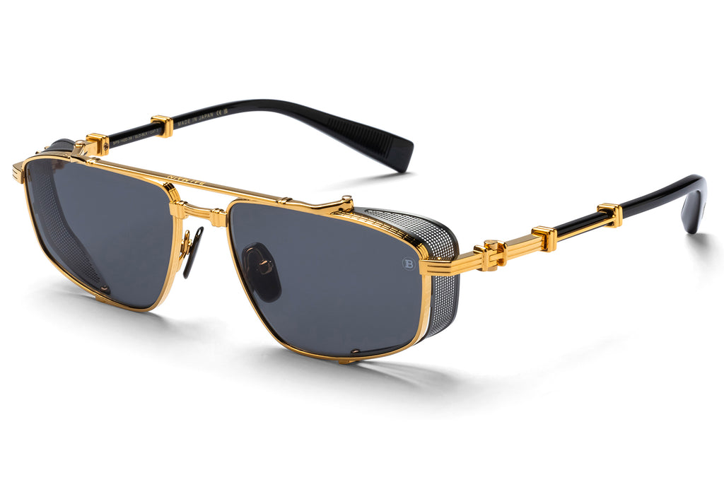 Balmain® Eyewear - Brigade V Sunglasses Gold 18k & Black Rhodium with Grey Lenses