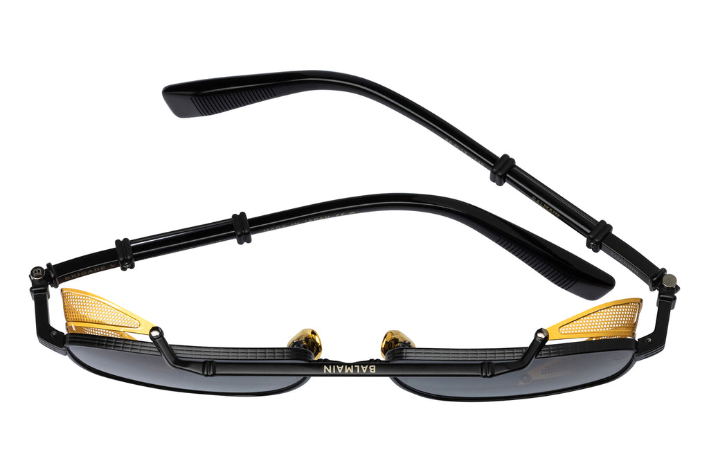 Balmain® Eyewear - Brigade V Sunglasses Gold 18k & Black Rhodium with Grey Lenses