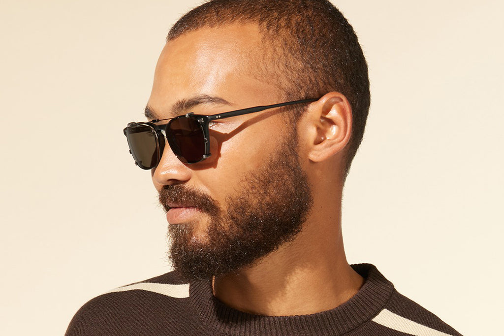 Garrett Leight - Boon Clip On Shades Gold with Oak Lenses