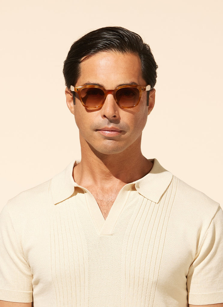 Garrett Leight - Broadway Sunglasses Ember Tortoise with Semi-Flat Auburn Gradient Lenses