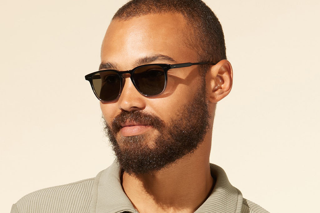 Garrett Leight - Brooks Sunglasses Graphite Fade with Semi-Flat Pure Grey Polar Lenses