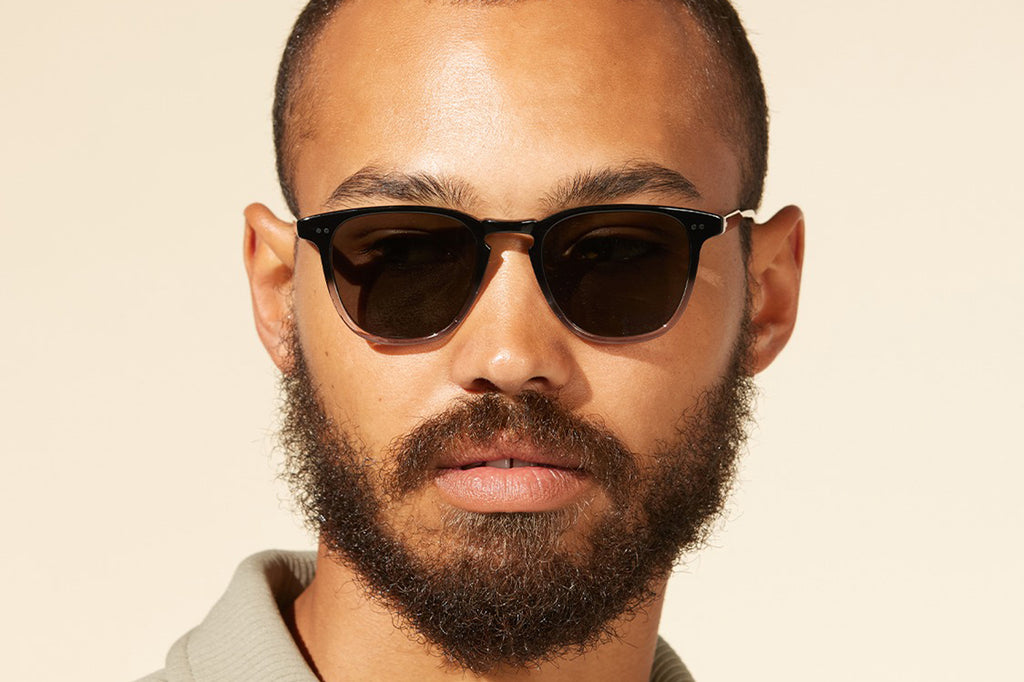 Garrett Leight - Brooks Sunglasses Graphite Fade with Semi-Flat Pure Grey Polar Lenses