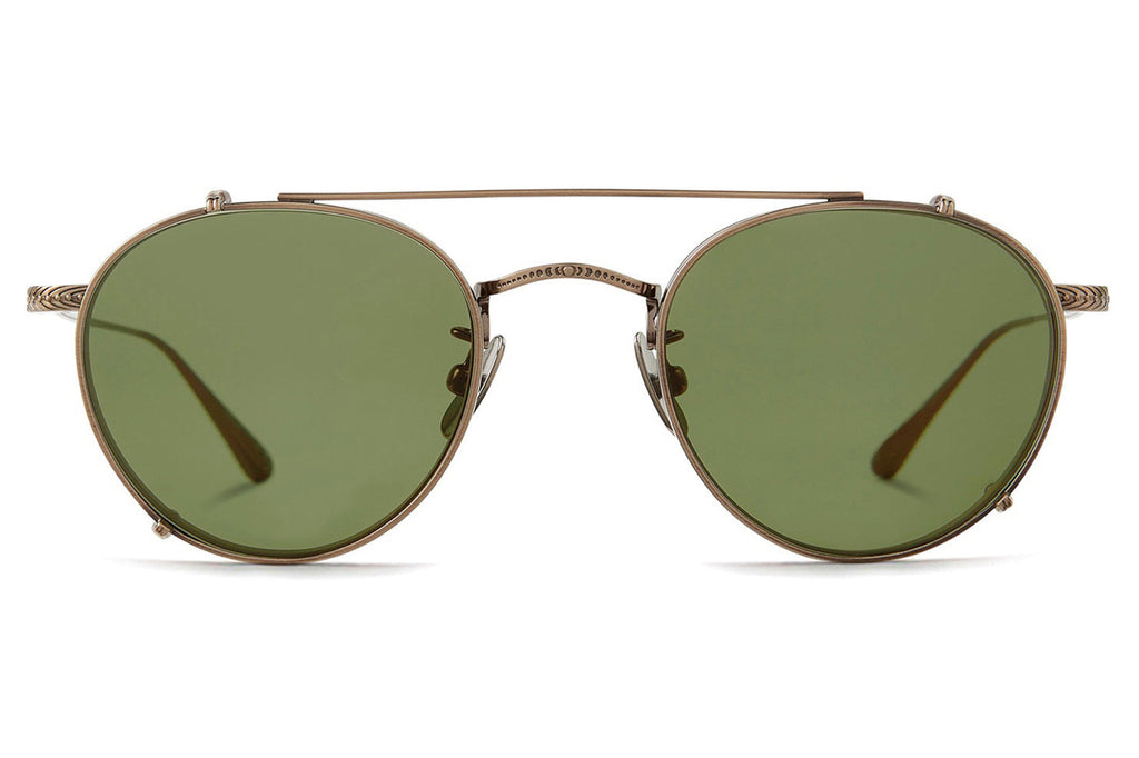 Garrett Leight - William Clip On Shades Antique Gold with Green Lenses