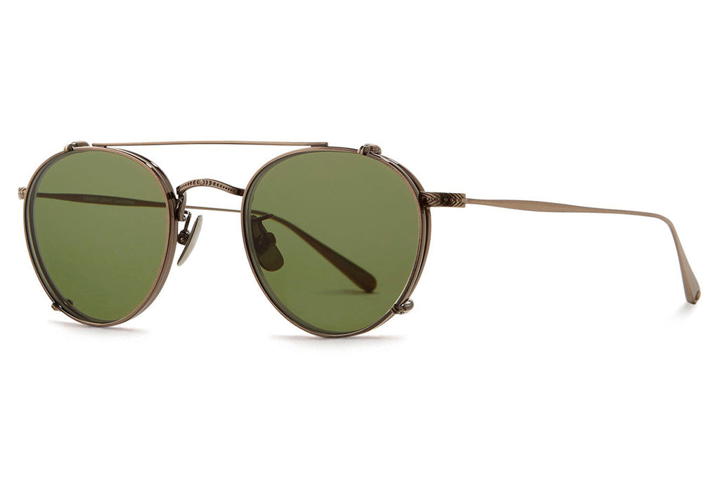 Garrett Leight - William Clip On Shades Antique Gold with Green Lenses