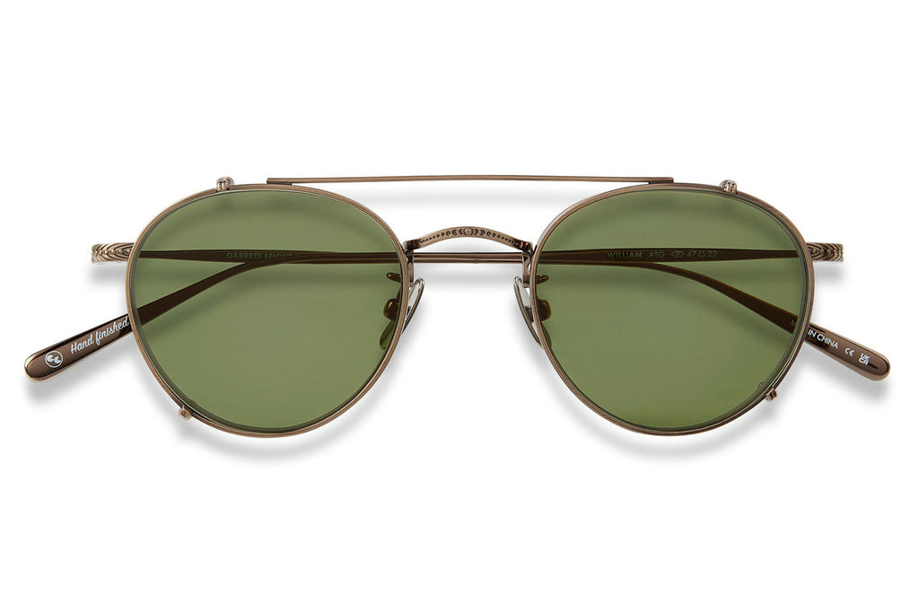 Garrett Leight - William Clip On Shades Antique Gold with Green Lenses