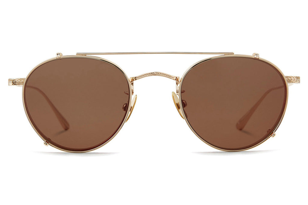 Garrett Leight - William Clip On Shades Gold with Oak Lenses