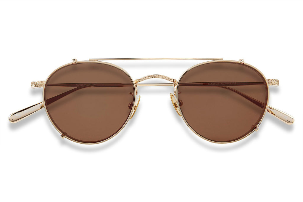 Garrett Leight - William Clip On Shades Gold with Oak Lenses