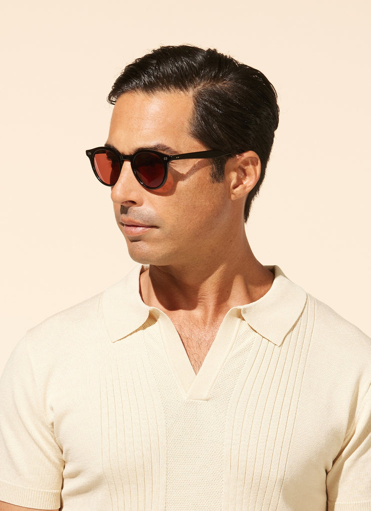 Garrett Leight - Clune X Sunglasses Black with Pure Rosewood Lenses