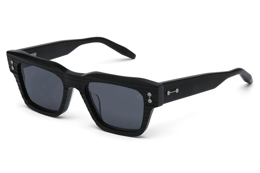 Akoni - Columba - Small Sunglasses Scraped Matte Black & Black Rhodium with Dark Grey Lenses