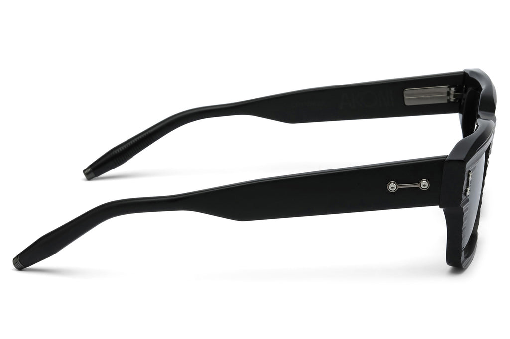 Akoni - Columba - Small Sunglasses Scraped Matte Black & Black Rhodium with Dark Grey Lenses