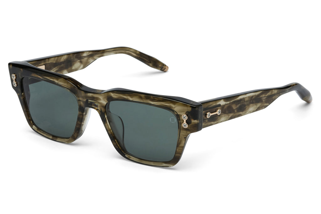 Akoni - Columba - Small Sunglasses Green Swirl & 12k Gold with Smoke Green Lenses