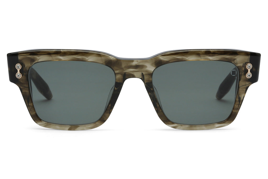 Akoni - Columba - Small Sunglasses Green Swirl & 12k Gold with Smoke Green Lenses