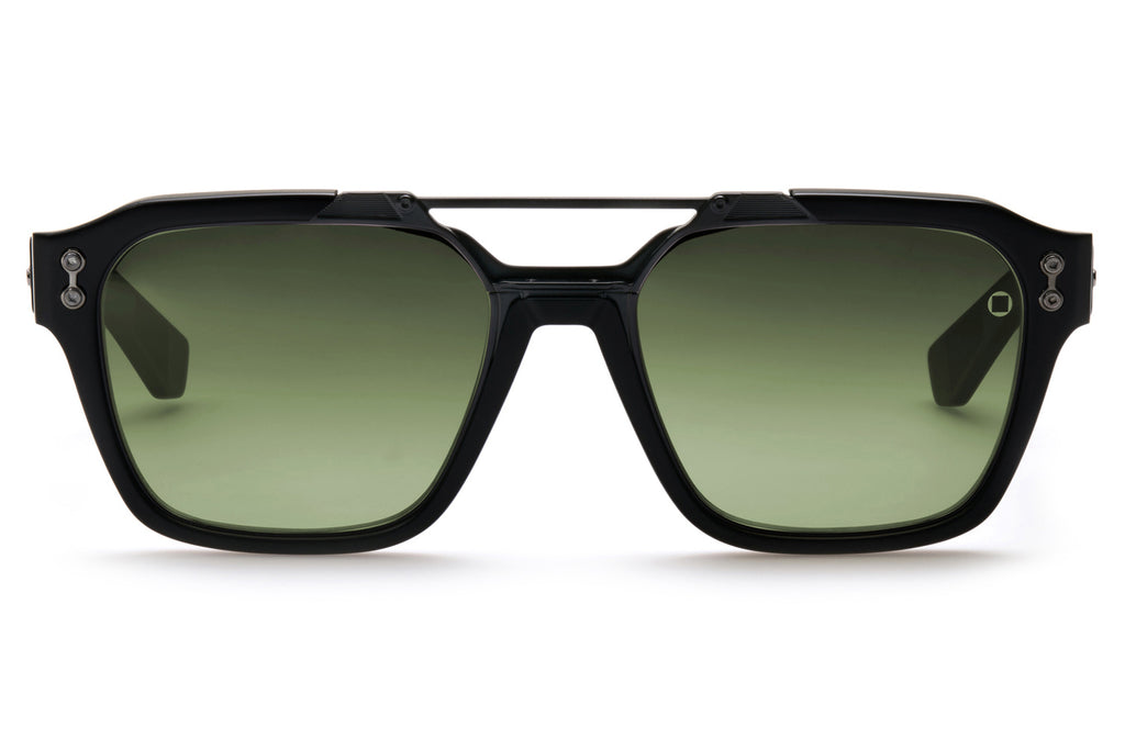 Akoni - Discovery Sunglasses Black & Black Rhodium with Deep Emerald Green Lenses