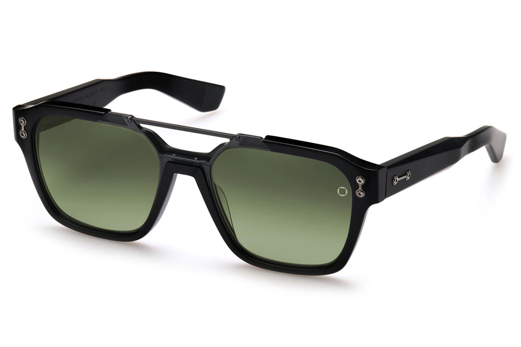 Akoni - Discovery Sunglasses Black & Black Rhodium with Deep Emerald Green Lenses