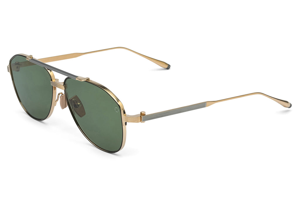 Akoni - Helios Sunglasses Brushed 12k Gold & Black Palladium with Dark Olive Lenses