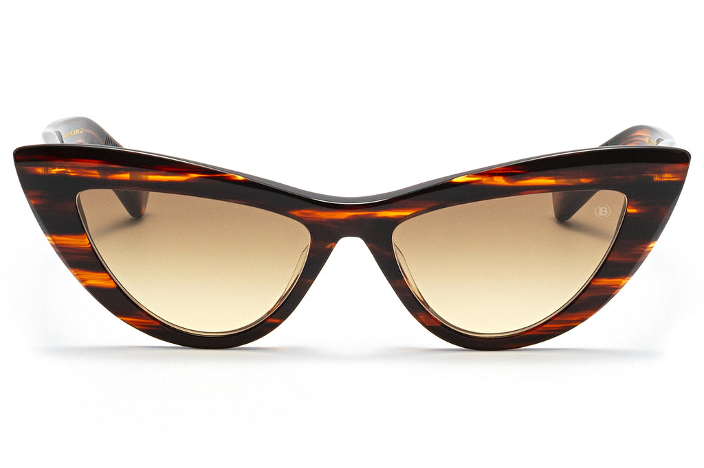 Balmain® Eyewear - Jolie Sunglasses Brown Swirl & White Gold with Dark Brown to Amber Lenses