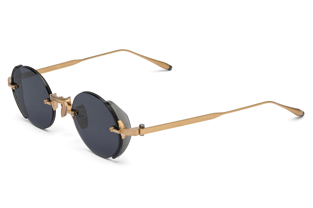 Akoni - Jupiter Sunglasses Brushed 12k Gold & Crystal Black Acetate with Dark Grey Lenses