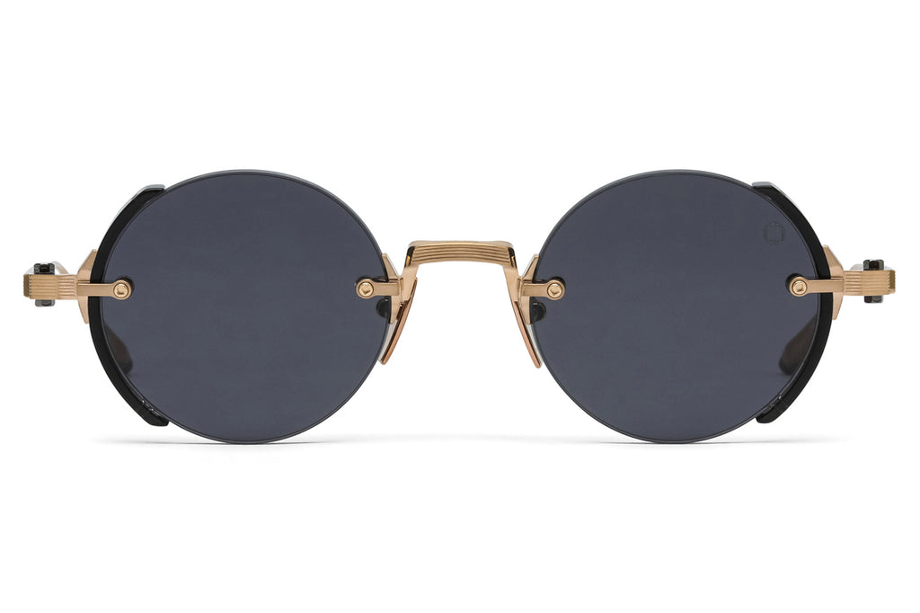 Akoni - Jupiter Sunglasses Brushed 12k Gold & Crystal Black Acetate with Dark Grey Lenses