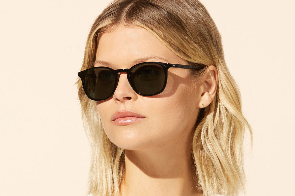 Garrett Leight - Kinney Sunglasses Black with Semi-Flat Pure Blue Smoke Lenses