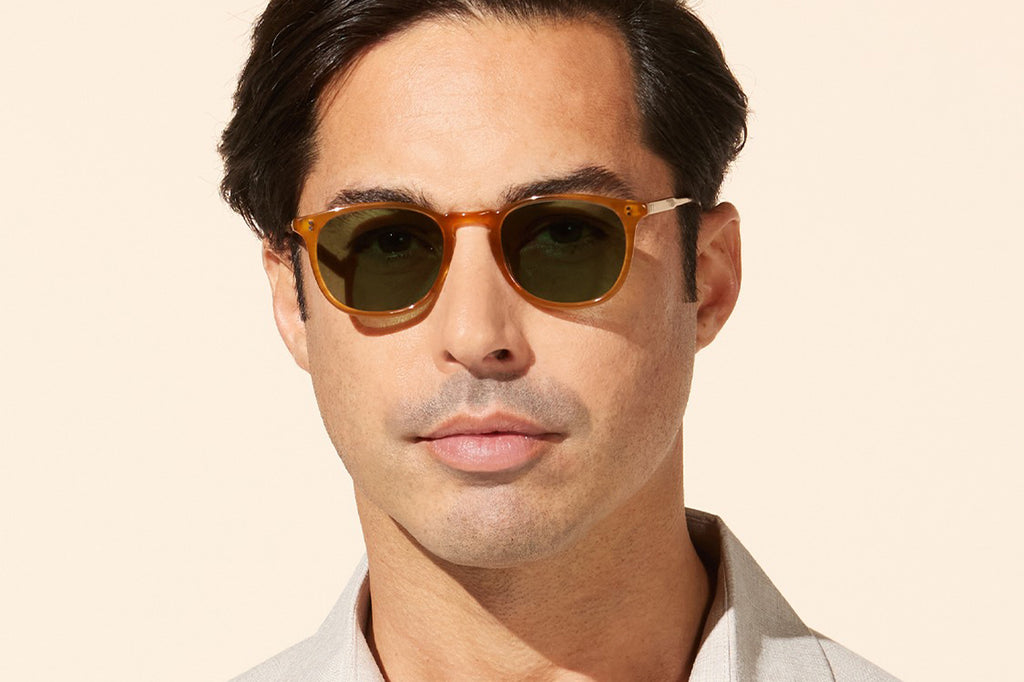 Garrett Leight - Kinney Sunglasses Butterscotch with Semi-Flat Pure Green Polar Lenses