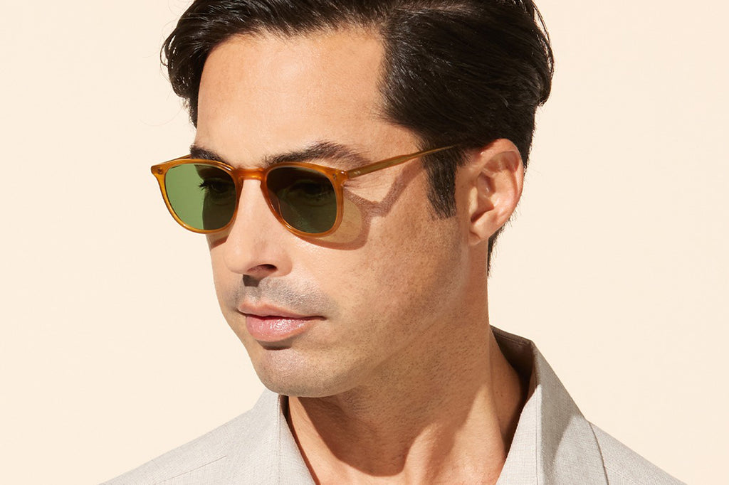 Garrett Leight - Kinney Sunglasses Butterscotch with Semi-Flat Pure Green Polar Lenses