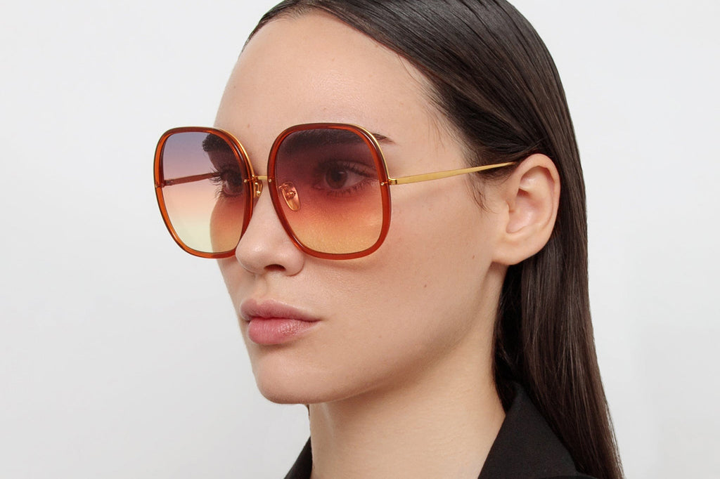 Linda Farrow - Celia Sunglasses Orange/Yellow Gold (C4)