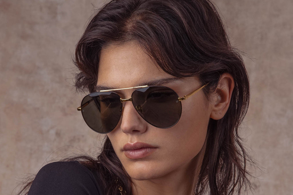 Linda Farrow - Marcelo Sunglasses Black/Yellow Gold (C1)