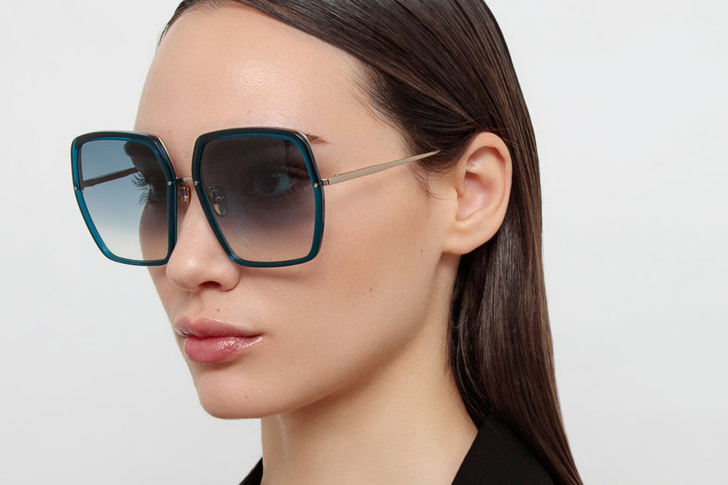 Linda Farrow - Syan Sunglasses Aqua/Light Gold (C3)