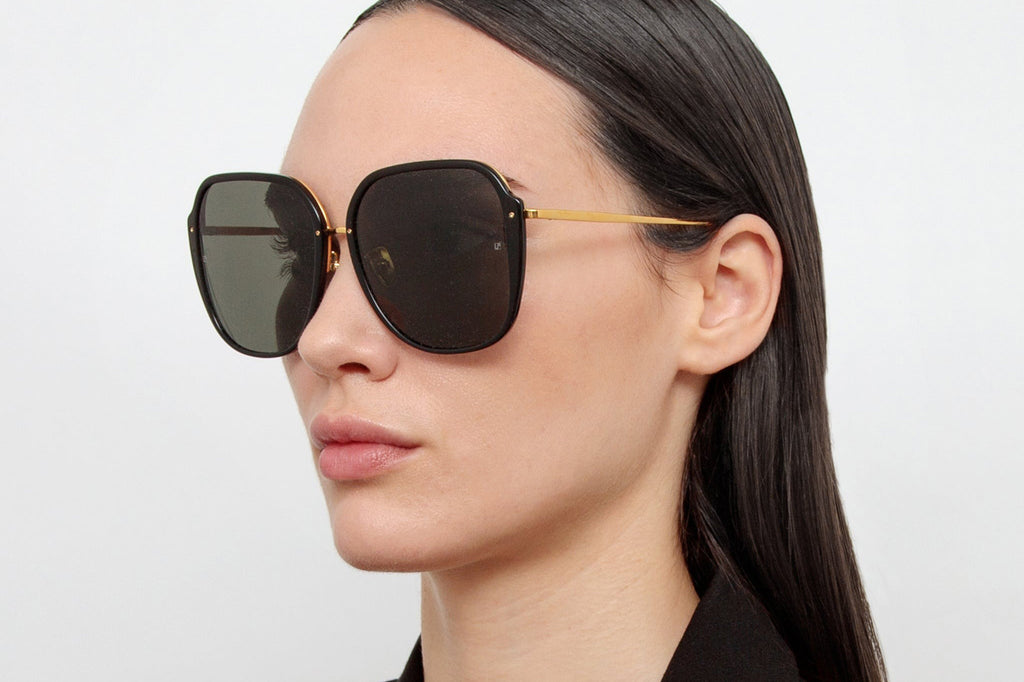 Linda Farrow - Sofia Sunglasses Black/Yellow Gold (C1)