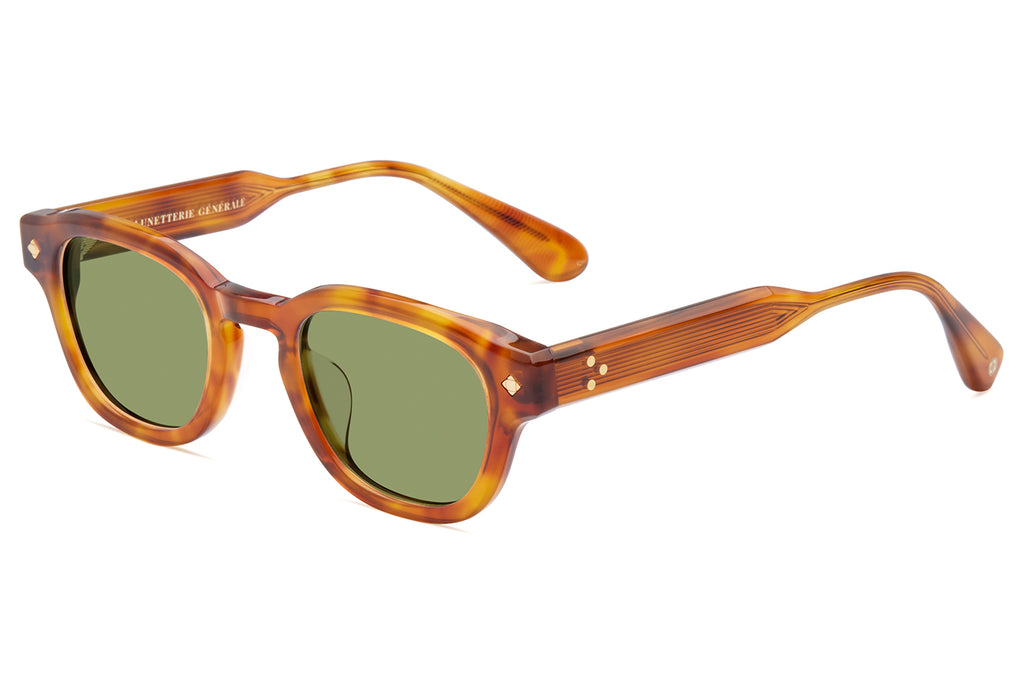 Lunetterie Générale - Apéro Au Soleil Sunglasses Havana & 24k Gold with Solid Green G15 Lenses