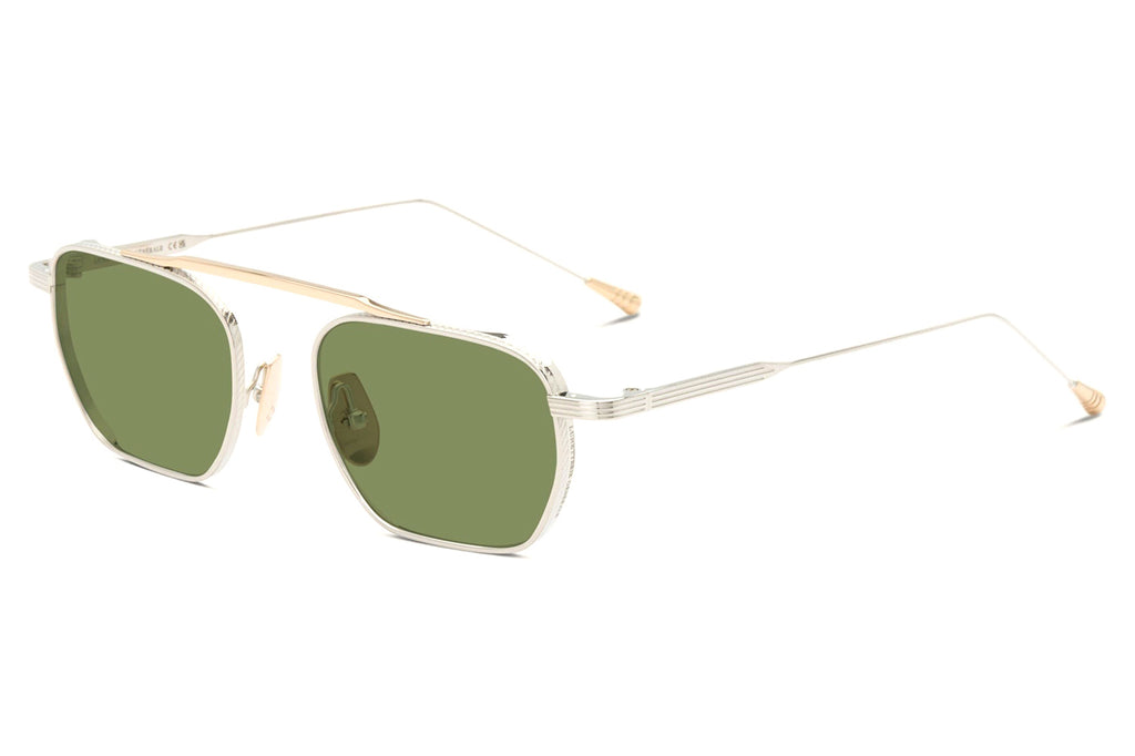 Lunetterie Générale - Concorde Sunglasses Palladium & 16K Gold with Solid Green G15 Lenses