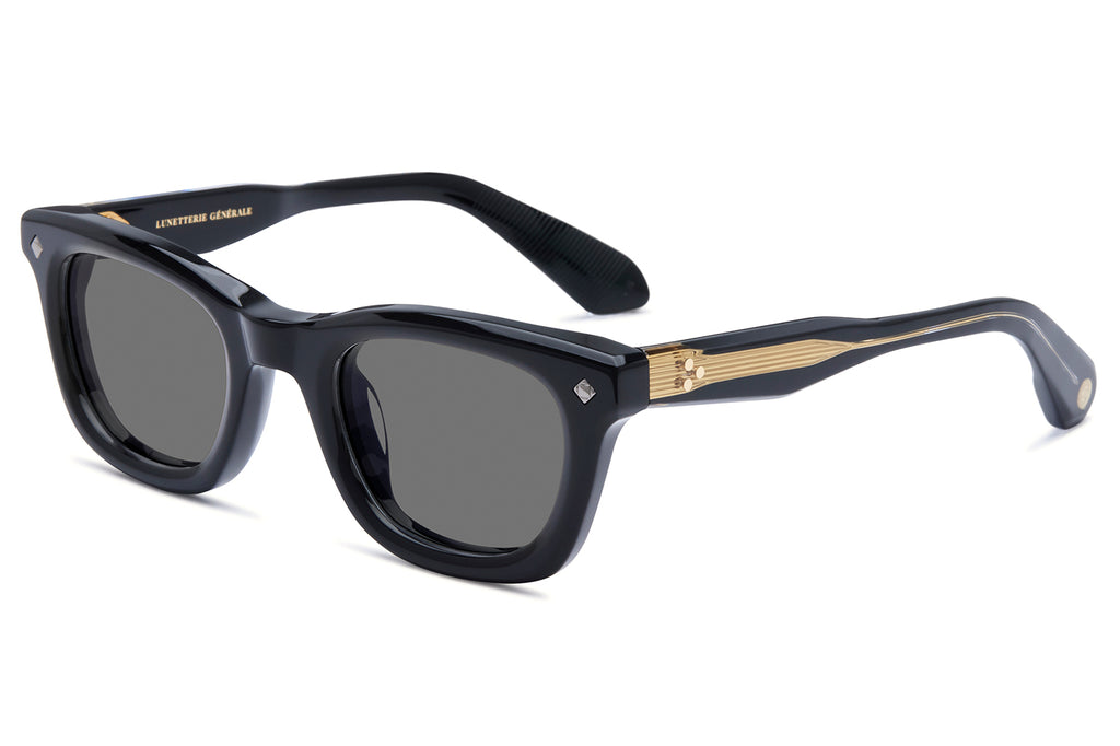 Lunetterie Générale - Forever Young Sunglasses Black & 24k Gold with Solid Grey Lenses