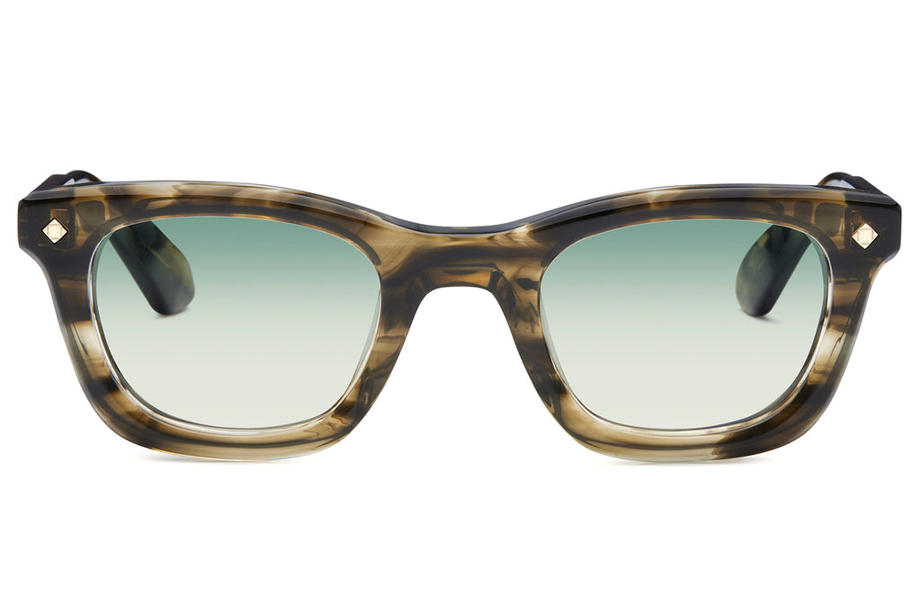 Lunetterie Générale - Forever Young Sunglasses Olive & 18k Gold with Gradient Blue Green Lenses