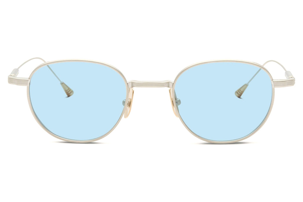 Lunetterie Générale - No Time to Die Sunglasses Brushed Palladium & 16K Gold with Solid Blue Lenses